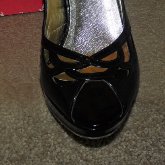 NIB $379 Black Pearly Sedge Heels CLAUDIA CIUTI  6 1/2 M  Made in Italy - Picture 5 of 5